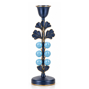 Copper <b>Candlestick</b> Holder with <b>Pink</b> Pearl Grape Design for Home Decoration - Product Image 2