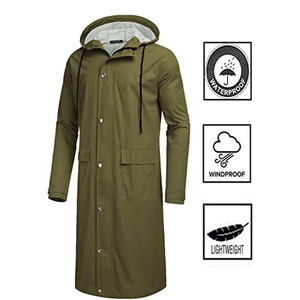 Men's Long Rain <b>Jacket</b> Windbreaker <b>Waterproof</b> <b>Lightweight</b> <b>Packable</b> wholesale price men women <b>waterproof</b> long coat - Product Image 2