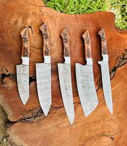 Ensemble de couteaux de chef professionnels de haute qualité Palace LLC, en acier Damas fait main, 5 pièces, couteaux utilitaires de cuisine écologiques - Product Image 5