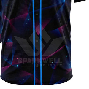 เสื้อเบสบอลไล่เฉดสีดำ น้ำเงิน ชมพู แบบกำหนดเอง สำหรับผู้ใหญ่ แขนสั้น สกรีนลายตามสั่ง ชื่อทีม 100% โพลีเอสเตอร์ - Product Image 5