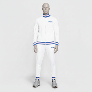 Custom <b>Men</b> <b>White</b> Tracksuit Pink Blue Striped Jogging Suits Slim Fit Sports Wear Zipper <b>Jacket</b> Pants Fleece Casual Sweat Suit - Product Image 3