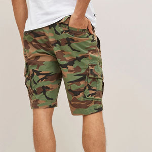 Shorts cargo décontractés pour hommes en toile, taille mi-haute, avec cordon de serrage, poches, 100 % coton, séchage rapide et respirant - Product Image 2