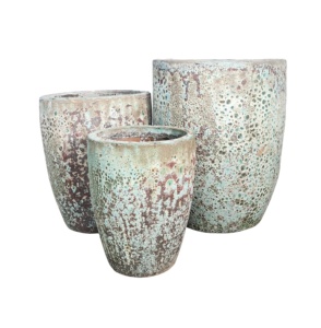 Red Glazed Ceramic Flower Pots <b>Set</b> Modern Outdoor glazed Garden Planters for Green Plants and Trees - Product Image 6