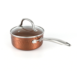 Copper <b>Saucepan</b> Stainless Steel Lid Hammered Finish Modern Design Durable Cooking Pot for Kitchen - Product Image 1