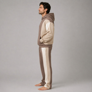 Conjunto Deportivo de Algodón para Hombre, Corte Ajustado, con Logotipo Personalizado, Chaqueta y Pantalón de Felpa, Diseño Liso, para Invierno, Venta al Por Mayor - Product Image 3