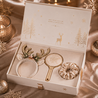 Boîte cadeau de Noël de luxe personnalisée, papier artistique, revêtement UV, gaufrage, feuille d'or, fermeture magnétique, boîte rigide, accessoires pour cheveux