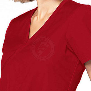 Hot Sale Latest Design <b>Scrub</b> Women Mock Wrap <b>Tops</b> Made In High Quality Material Women Mock Wrap <b>Tops</b> - Product Image 6