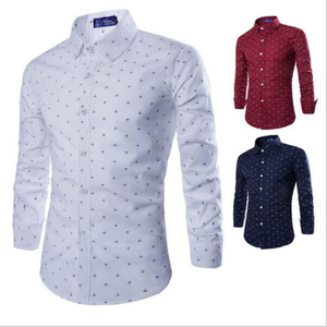 Camisa estampada de moda para hombre, barata, de manga larga, con cuello alto, con botones, formal e informal - Product Image 2