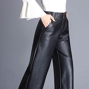 Pantalones de cuero genuino de alta calidad con diseño recto y material de lona para mujer, servicio OEM y ODM disponible, pantalones de cuero para mujer - Product Image 4