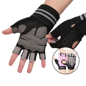 Gants de musculation unisexes en cuir/néoprène à demi-doigts, respirants, imperméables, avec longue sangle de poignet, équipement de fitness pour la gym, vente en gros - Product Image 6
