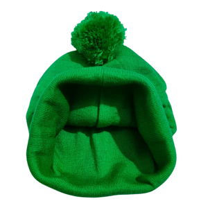 Customized Green Hand Knitted Beanie <b>Hat</b> Pom Pom Unisex Adult Winter Casual <b>Cap</b> Polyester/Cotton Solid Color Letter Pattern - Product Image 5