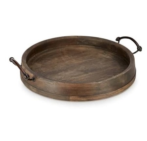 Bandeja rústica de calidad premium con acabado esmaltado, forma redonda, para servir comida, postres y catering. - Product Image 3