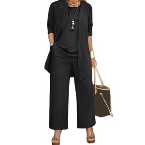 ชุดผู้หญิงมีสไตล์ชุดสูท3ชิ้นเสื้อคาร์ดิแกนแขนยาวเสื้อกั๊กกางเกงขากว้างเครื่องแต่งกายฤดูใบไม้ผลิฤดูใบไม้ร่วง - Product Image 3