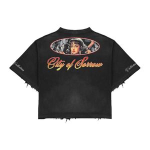 Camiseta de Algodón Retro Vintage Extra Grande al por Mayor, Ropa Urbana Hip Hop Unisex con Estampado Gráfico OEM - Product Image 2