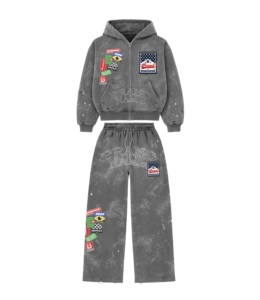 Conjunto Deportivo Casual de Dos Piezas para Hombre, Tejido en Poliéster/Algodón, con Chaqueta Cortavientos de Secado Rápido y Pantalones Cortos Estampados - Product Image 2
