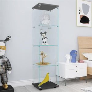 Vetrina nera a una porta con 4 ripiani per la conservazione del soggiorno - Product Image 4