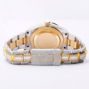 Reloj de Lujo con Diamantes Moissanite, Dos Tonos de Oro y Plata, Estilo Hip Hop, Mecánico Automático - Product Image 4