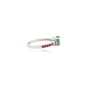 Minimalist Oval Cut Emerald Round Brilliant Cut Blue Sapphire & Ruby Solitaire Accent Gemstone <b>Fine</b> <b>Ring</b> Jewelry Gift for Her - Product Image 5