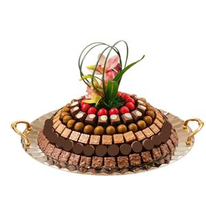 Plateau de service décoratif en plaqué or pour chocolats, idéal pour les mariages et événements, prix imbattable. - Product Image 2
