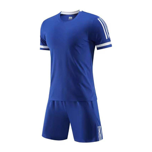Ensemble de maillot de football blanc et bleu pour homme, manches courtes, col rond, uniforme de football pour homme, prix bas, coupe régulière pour jeunes - Product Image 6