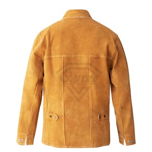 Hot Selling <b>Men's</b> Leather Welding <b>Jacket</b> High Street Style Comfortable Leather Stand Collar protection Welding <b>Jackets</b> OEM - Product Image 2