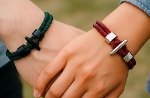 SNH Premium Handwoven Leather & Cotton <b>Rope</b> <b>Bracelet</b> for Children Cute Style with Adjustable Knot Closure - Product Image 1