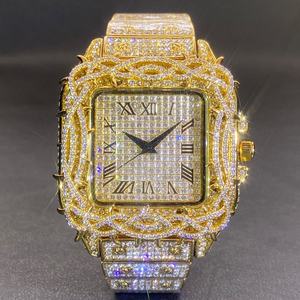 นาฬิกาควอตซ์ผู้ชาย ประดับเพชรโมอิสซาไนต์ หน้าปัดทรงเหลี่ยมแบบฮิปฮอป ฝังเพชรซิร์คอนเต็มหน้าปัด - Product Image 6