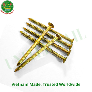 1-3/8 inch Yellow Plated Steel Nails with <b>Screw</b> Shank Checkered/<b>Flat</b> Head Style for Furniture | Clavos sueltos con recubrimient - Product Image 6