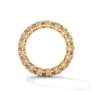 Yellow <b>Gold</b> Eternity Diamond <b>Ring</b> Oval Round Pear Cut Channel <b>Set</b> Band for Wedding Anniversary Gift - Product Image 3