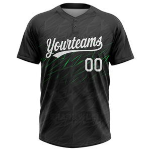 Maillot de baseball noir personnalisé pour homme, manches courtes, sublimation rouge et verte, nom et numéro de l'équipe, évacuation de l'humidité, fermeture boutonnée, vêtements de sport - Product Image 4
