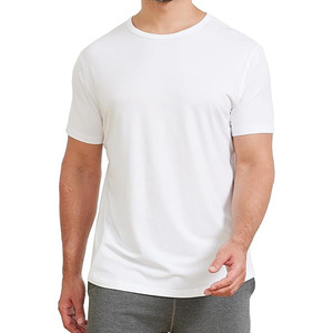 Camisetas de cuello redondo para hombre, camisetas de algodón suaves y transpirables con cuello redondo, camisetas lisas con cuello redondo para hombre, camisetas informales cómodas y ajustadas - Product Image 1