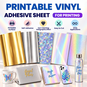 Holographic Adhesive Vinyl Sheet PVC <b>Sticker</b> for Printing Costom Labels Craft DIY Prjects Decoration Cardmaking Scrapbooking - Product Image 1