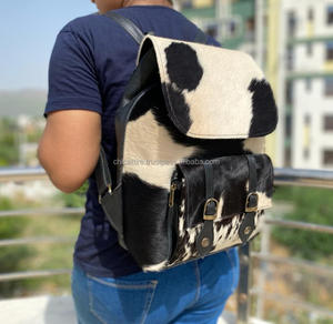 Mochila de cuero de piel de vaca real Mochila de cuero con pelo marrón Mochila multiusos - Product Image 2