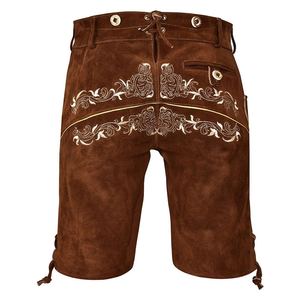 Auténticos pantalones de cuero de gamuza bávaros para hombre, traje tradicional de Oktoberfest, pantalones cortos de cuero bordados con tirantes. - Product Image 2