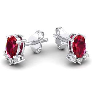 Boucles d'oreilles REYES faites à la main en or massif 14 carats, certifiées GRA, avec moissanite, fermoir à vis, coupe ovale, 1 carat, pierres précieuses rubis, pour femmes - Product Image 5