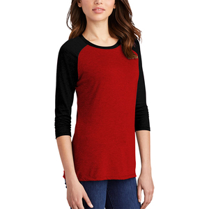 Green And Black <b>Raglan</b> Sleeve T-Shirt Women's Casual O-Neck Jersey Knitted Cotton Regular Fit Solid Color <b>Top</b> - Product Image 3