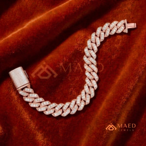 Diamond Shape Cuban Link Moissanite Bracelet Rose Gold Fine Chain Link Bracelet Luxury Jewelry Gift <b>for</b> <b>Men</b> US - Product Image 1