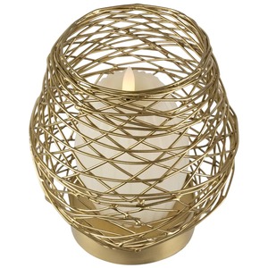 Support de bougie en fer style bambou doré, 26 cm de haut, fait main, écologique, durable, décoration religieuse pour la maison - Product Image 4