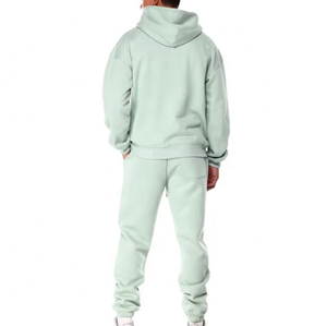 Heavyweight Fleece Casual Solid Sweat Suit 2-Piece Hoodie Crewneck <b>Oversized</b> Sweatshirt Sweatpants <b>Jogger</b> Tracksuit Breathable - Product Image 3