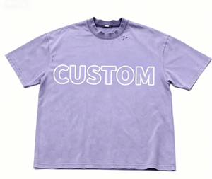 เสื้อยืดทรงบ็อกซี่ผ้าฝ้าย 100% ระบายอากาศได้ดี สกรีนลายแบบดิสเทรส ล้างสีด้วยกรด สำหรับผู้ชาย - Product Image 1