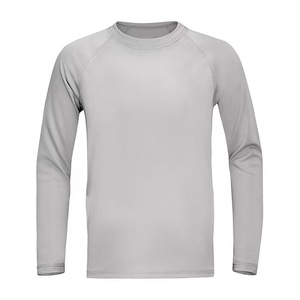 Unisex Full Sleeve Breathable Rash Guard Light Gray Quick Dry Polyester Adult <b>Swim</b> Surf Sports <b>Shirt</b> UPF50+ Sublimation Printed - Product Image 1