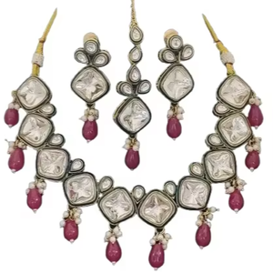 XILIANGFEIZI Copper Vintage High-end Mixed-color Zircon Floral Cross-border Necklace <b>Set</b> From Europe and America Gift - Product Image 1