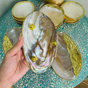 Placa de concha de nácar dorada exquisita Placa de concha de nácar dorada para servir en fiestas, mesa de boda, placa de perlas Vietnam - Product Image 4