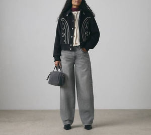 Vaqueros de mezclilla de mujer personalizados de corte recto y pierna ancha, de cintura alta, lavado vintage, estilo casual, pantalones de moda, venta al por mayor, nuevo estilo - Product Image 5