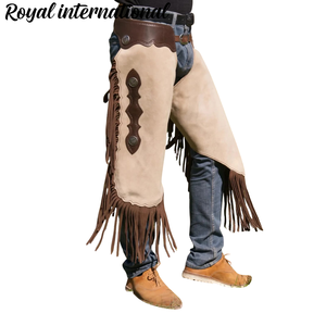 Premium Genuine Leather Western Cowboy <b>Riding</b> <b>Chaps</b> Fringe Rodeo Horse Leg Protection Ranch Equestrian Handmade <b>Riding</b> Gear - Product Image 1
