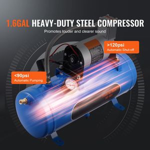 Kit de 4 klaxons de train pour camionnettes, klaxons à air 150 dB avec compresseur d'air 12 V 120 psi et réservoir de 1,6 gallon/6 L, accessoire automobile - Product Image 3
