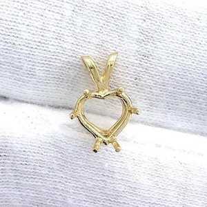 925 Sterling Silver Heart Shape 10mm Prong Pendant Setting Pre Notched Faceted Stone Semi Mount Jewelry - Product Image 5