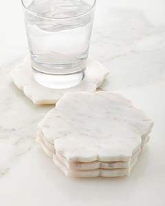 Juego de posavasos de mármol de alta calidad con borde decorativo y patrones de vetas únicos para realzar la decoración de la sala de estar - Product Image 5