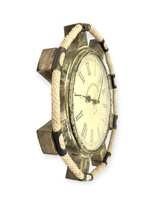 นาฬิกาแขวนผนังแบบใช้แบตเตอรี่ สไตล์อาร์ตเดโค ลายเชือกเรือไม้ สำหรับห้องนั่งเล่น - Product Image 2