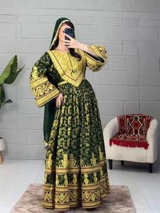Robe en velours marron Kuchi afghane, couleurs et tailles personnalisées, robe afghane à col en V, manches longues, broderie lourde, robes de mariage pour femmes - Product Image 4
